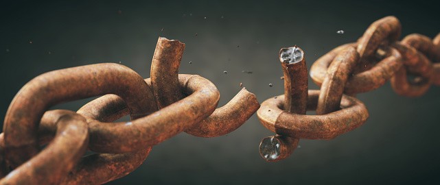 Broken, rusted chain
